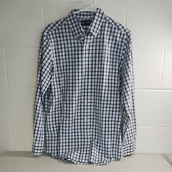 Chaps Navy and White Casual Button Down Shirt Long Sleeve - Picture 9 of 9